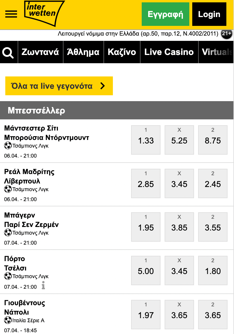 Interwetten App Kouponi